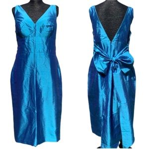 Jenny Yoo Cadie Shatung silk v-neck sash dress